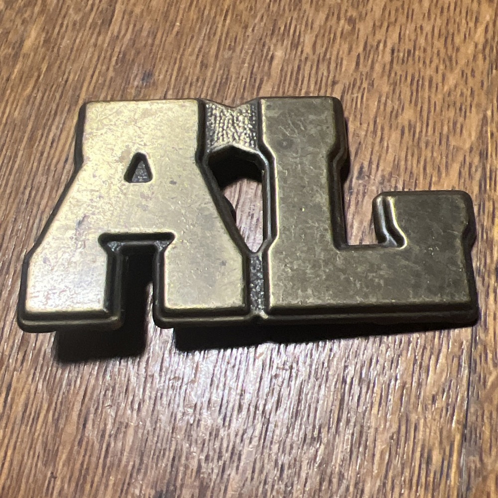 Vintage AL Name Belt Buckle Bronze Brass Metal Lettering MBCI SouthAttleboro,MA